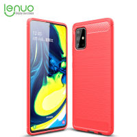 Lenuo Soft สำหรับ Samsung Galaxy A71 คาร์บอนไฟเบอร์เคสซิลิโคน Brushed Anti-KNOCK มือถือ TPU กลับเคสโทรศัพท์