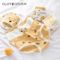 Pooh Bear Cute Bear Lace Girl Underwear Pure Cotton Mid-waist Ladies Panties Cartoon Shorts Womens Briefs