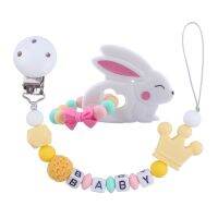 Attache-tétine en silicone pour bébé 1 pièce jouet hochet lapin dessin animé dentition clip dunholder