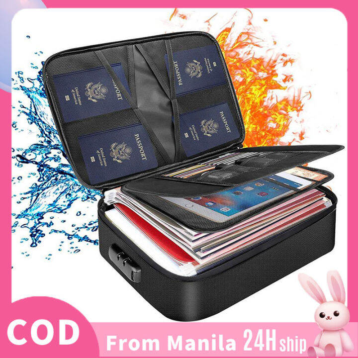Document Storage Bag With Lock Waterproof Document File Organizer