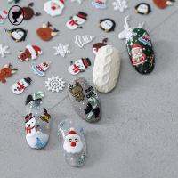 YOYO CHARMING ฤดูหนาว ELK ซานต้า สโนว์แมนดีไซน์ อุปกรณ์ทำเล็บ Christmas Nail Art ตกแต่งเล็บ DIY 5D สติกเกอร์ติดเล็บลายนูน