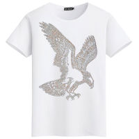 Fashion Streetwear Man Falcon Clothing Animal Eagle 3D Rhinestone T-shirt Summer Casual Men Hawk T shirts Male Short Sleeve Tops