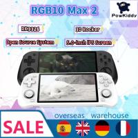 2023 POWKIDDY RGB10 Max 2 Open Source System Pure Black White Handheld Game Console 5.0-Inch IPS Screen RK3326 Children 39;s Gifts