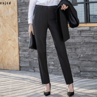 Xsjcd กางเกงขายาวของผู้หญิงสีดำ/ สีกรมท่า,กางเกงขายาวของผู้หญิงมืออาชีพกางเกงทำงานอเนกประสงค์บางยืดกางเกงลำลองบาง