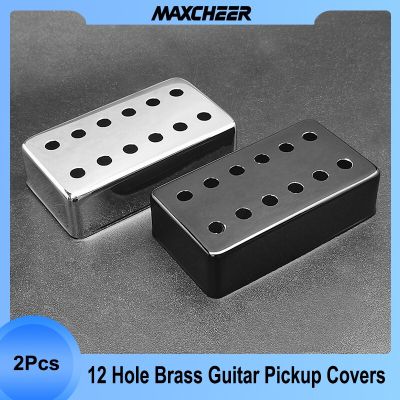2Pcs Two Line/12 Hole Brass 70*39mm Pickup Covers /Lid/Shell/Top for Electric Guitar Humbucker Covers 50/52MM Black/Chrome Guitar Bass Accessories