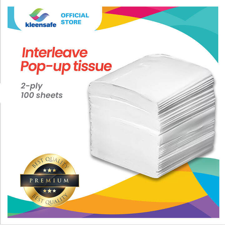Kleensafe 2ply 100 Sheets Virgin Pulp Interleave Pop Up Tissue Facial
