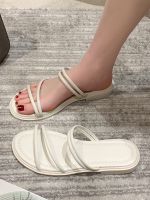 ♣ Two-wear sandals womens 2023 summer new fashion outerwear one-word belt flat bottom all-match Roman beach sandals and slippers