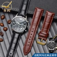 Suitable for Armani leather watch strap AR1605 1637 2480 male and female cowhide pin buckle accessories 18 20mm