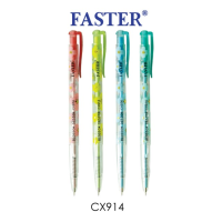 ปากกาลูกลื่น FASTER CX914 0.38มม.(ด้ามใสลายดอกไม้) ขอสงวนสิทธิ์ในการเลือกสีด้าม