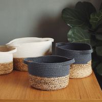 Desktop Storage Basket Hand-woven Cotton Rope Storage Basket Key Sundries Snack Basket Box Fabric Organization