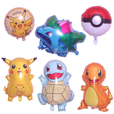 6 Pcs Pokemonบอลลูนปาร์ตี้Pikachuวันหยุดอุปกรณ์ตกแต่งบ้านกระเป๋าเอลฟ์ลูกโป่งอะลูมิเนียมปิกาจูลิซาด้อนSquirtle Bulbasaurลูกโป่งปาร์ตี้ขายส่งตกแต่งสถานที่Chriatmasและใหม่ปีของขวัญเด็ก