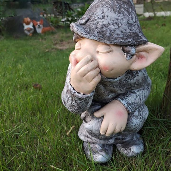 hot-k-ตุ๊กตาเรซิ่นตลกรูปคนแคระขนาดเล็กรูปตัวเอลฟ์แสนซนในสวนรูปปั้นคนแคระลานบ้านงานฝีมืออุปกรณ์ตกแต่ง
