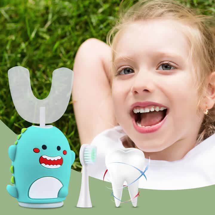 CkeyiN Ultrasonic Electric Toothbrush for Kids UShaped Sonic Automatic Teeth Brush Silicone