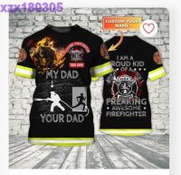 Custom Name 3D Full Printed Fire Man Dad Shirt, Father Day Gifts To Firefighter, Firefighter Dad Gifts