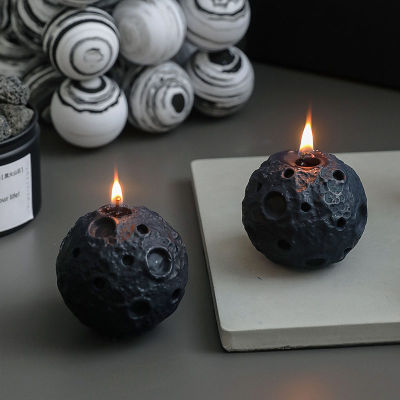 【CW】Black Candle Lunar Scented Candles Creative Bedroom Home Decoration Candles Home Gifts Souvenir Spherical Moon Candles For Home