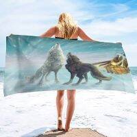 【DT】hot！ Wolf Beach TowelMicrofiber Gifts for Boys KidsFunny Animals Dry Mens