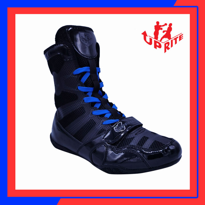 อัพไรท์-รองเท้ามวยสีดำ-เชือกรองเท้าสีน้ำเงิน-1-คู่