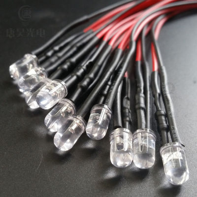 200ชิ้น3mm5mm LED 3โวลต์5โวลต์12โวลต์20เซนติเมตรสีขาวสีแดงสีเขียวสีฟ้าสีเหลือง UV RGB ไดโอดโคมไฟตกแต่งไดโอดเปล่งแสง Pre-Soldered