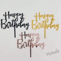 【Ready Stock】 ♛✸ E05 Happy Birthday Cake Topper Acrylic Letter Cupcake Toppers For Boy Girl Birthday Party Cake Decoration