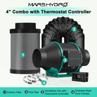 2023 Hot Sale?[ส่งฟรี]ชุดพัดลมดูดอากาศ Mars hydro Inline Fan ขนาด 4 นิ้ว +กรองคาร์บอน+Thermostat Controller