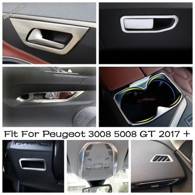 Head Lights Switch Button / Gloves Box Handle Buckle Cover Trim For Peugeot 3008 5008 GT 2017 - 2022 Stainless Steel Accessories