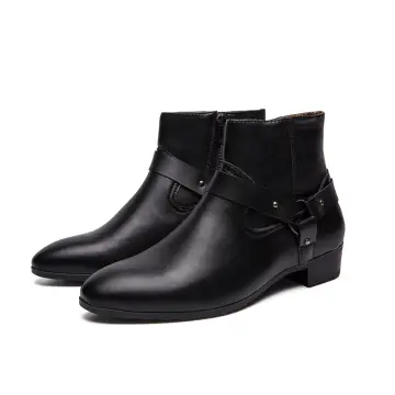 Mens black zip hot sale up boots