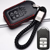 ♂☞ Leather Key cover car key case For Honda Vezel city Civic BR-V HR-VCRV Pilot Accord Jazz Jade Crider Odyssey Car accessories