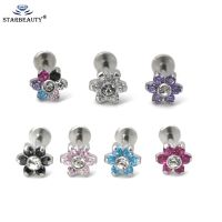 1pc/lot 16G 1.2*6/8mm Flower Zircon Kylie Lip Piercing AAA Zircon Nose Piercing labret Stud Earring for Women Men Surgical Steel Electrical Connectors