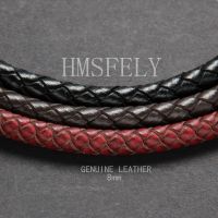 HMSFELY Aksesori Gelang Temuan Tali Kulit Kepang Hitam Merah 8Mm Tali Kulit Asli untuk Pembuatan Perhiasan Gelang DIY