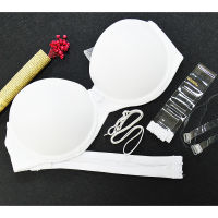 YANDW Hot Push Up Bra White Big Size Bralette Underwear Women Halter Strapless Sexy BH Wedding A B C D E F 70 75 80 85 90 95