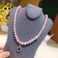 FXLRY Vintage Natural Freshwater Pearl 7-8mm Clavicle Chain Necklace For Women Bridal Wedding Jewelry