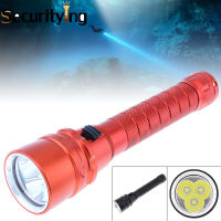 SecurityIng 8000 Lumens Professional ไฟฉายดำน้ำ3 XM-L2 LED แบบพกพา Dive Torch 200M ใต้น้ำกันน้ำไฟฉายที่มีประสิทธิภาพสำหรับดำน้ำ/ภูเขา