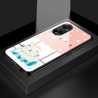 Case4you สำหรับ A1 OPPO 5G F23 5G A98 5G สุดหรูลายการ์ตูนสำหรับเด็กผู้หญิงแมวสัตว์เลี้ยง Kity เคสมันวาวเคสมือถือกันกระแทกฝาหลังกระจกเทมเปอร์