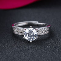 [COD] สตาร์ควีนหกเล็บทองคำขาว D สีสวย 1 แหวนเพชร Kara Moissanite แหวนผู้หญิงแหวนแต่งงานที่กำหนดเองวันวาเลนไทน์จำลอง
