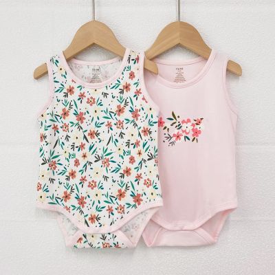 [COD] Baby bag fart clothes summer sleeveless vest female baby newborn triangle romper printed dress