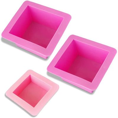 3 Pcs Non-Stick Square Baking Silicone Molds,Quick Release Bread Pan Bakeware Tray for Cheese Cake Tier Cake Handmade