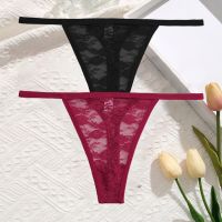 Women Lace Panties Low Waist G-String Underwear Solid Hollow Out Transparent Thong Female Soft Breathable Lingerie