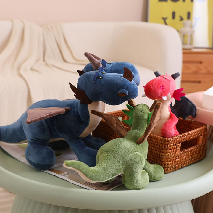 ใหม่ร้อนขาย-nici-ไดโนเสาร์สามพี่น้องหัวตุ๊กตาสีเขียวสีฟ้ามังกรสีส้มมังกรของเล่นตุ๊กตาของขวัญวันเกิดจัดส่งฟรี