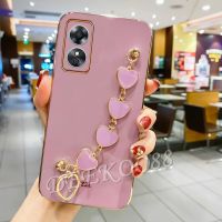 สำหรับ OPPOA38 OPPO A38 4G 2023ใหม่ Soft Case เคสมือถือ TPU น่ารักน่ารักน่ารักรักโซ่มือเปลือกสำหรับสาว SPink เคสสมาร์ทโฟนฝาหลังสีขาว