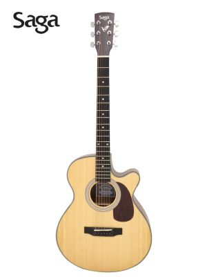 Saga  SA800C กีตาร์โปร่ง 40 นิ้ว ทรง OM Cutaway ไม้หน้า Top Solid Spruce ไม้ข้างและหลัง Sapele + แถมฟรีกระเป๋ากีตาร์บุฟองน้ำ &amp; ชุดน้ำยาเช็ดกีตาร์ &amp; คาโป้ &amp; ปิ๊ก