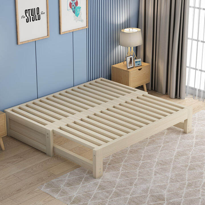 Telescopic bed small multifunctional dual-purpose solid wood sofa bed ...