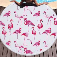 【♘COD Free Cas♘】 lifuquan Whq 150*150Cm Flamingos ดอกไม้พิมพ์ผ้าขนหนูชายทรงกลมฝักบัวไมโครไฟเบอร์ผ้าเช็ตตัวฤดูร้อนว่ายน้ำเสื่อผ้าคลุมไหล่โยคะพู่