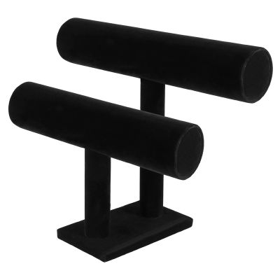 2-Tier Bangle Bracelet Display Holder T-Bar Stand Black