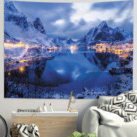 Snow Mountain Tapestry Wall Nordic Home Decor Tapestry Aesthetic Snow Mountain Starry Sky ตกแต่งผนังห้องนั่งเล่น Bedroom