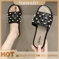 hanshi [2023 new HOT FASHION] lazlook รองเท้าแตะลำลองแฟชั่นกันลื่นสำหรับผู้หญิงน้ำหอมไข่มุกขนาดเล็กไม่ลื่นสไตล์ใหม่