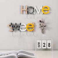 Key Holder Rustproof Wall Mounted Nail Free Easy to Install Space-saving Storage Wooden Home Sweet Coat Hooks Picture Hangers Hooks