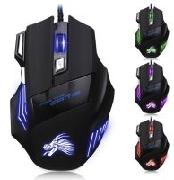 7 Gamer สายสำหรับเล่นเกม5500DPI USB ปุ่มไฟ LED สำหรับเมาส์ออปติคอลโปร