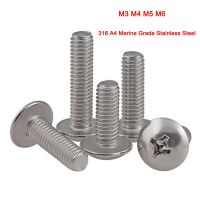 316 Stainless Round Pan Head Screws Phillips Truss Mushroom Head Screws Machine Screw Bolts M3-M6 Nails Screws  Fasteners