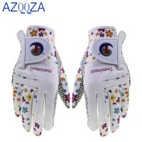 1 Pair Womens Golf Gloves Pink Micro Soft Fiber Breathable Anti-Slip Left And Right Hand Sports Gloves Women