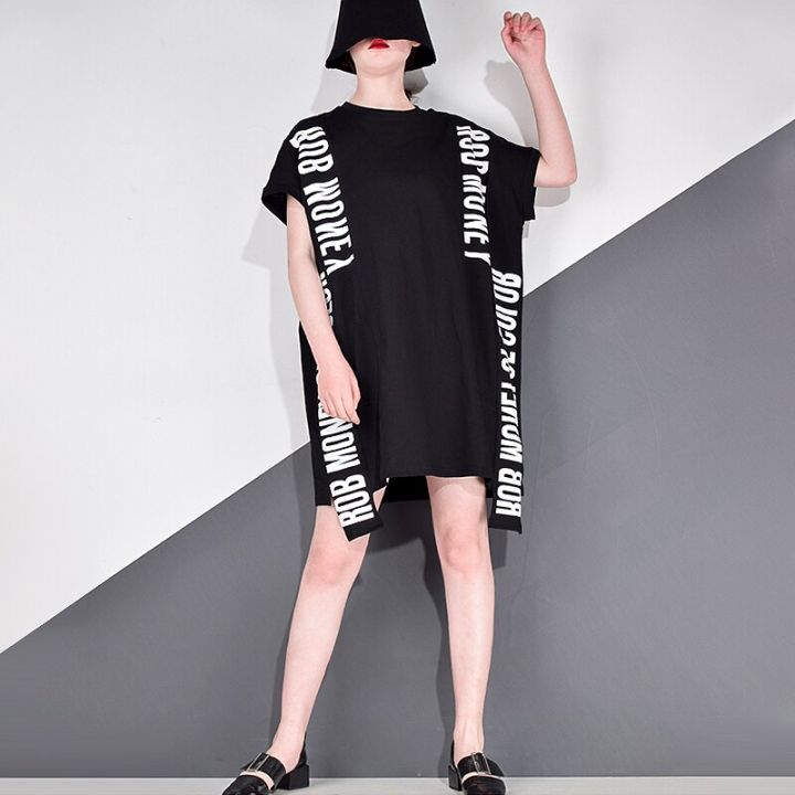 xitao-dress-letter-irregular-loose-t-shirt-dress